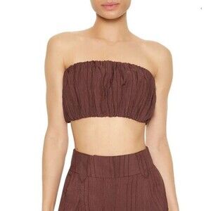 Forever 21 Bubble Bandeau Top Tube Womens Medium Dark Cocoa Festival NWT